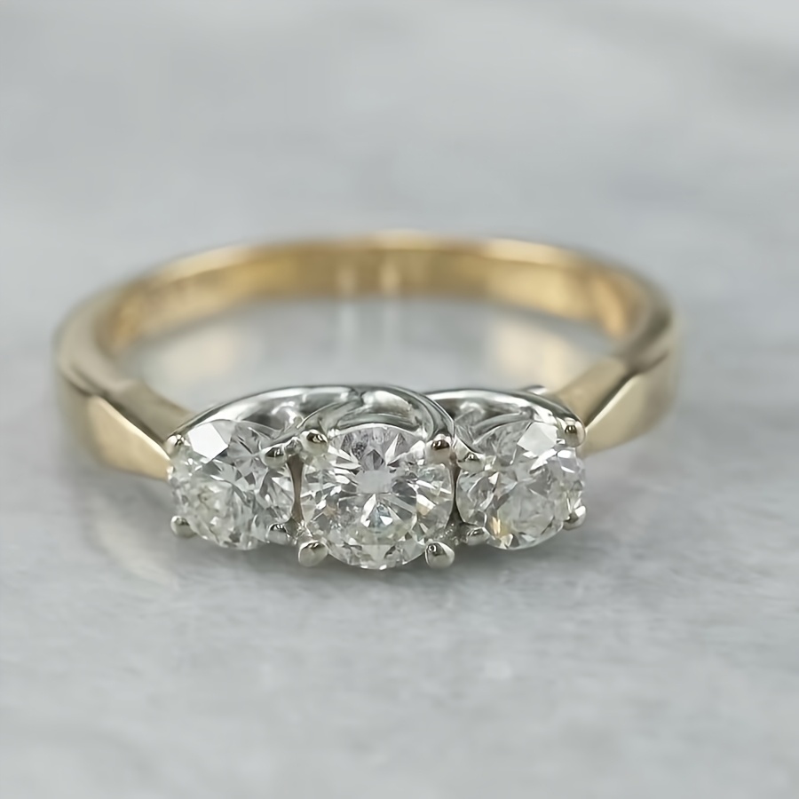 S925 Silver Inlaid 2-Carat Moissanite Three-Stone Ring